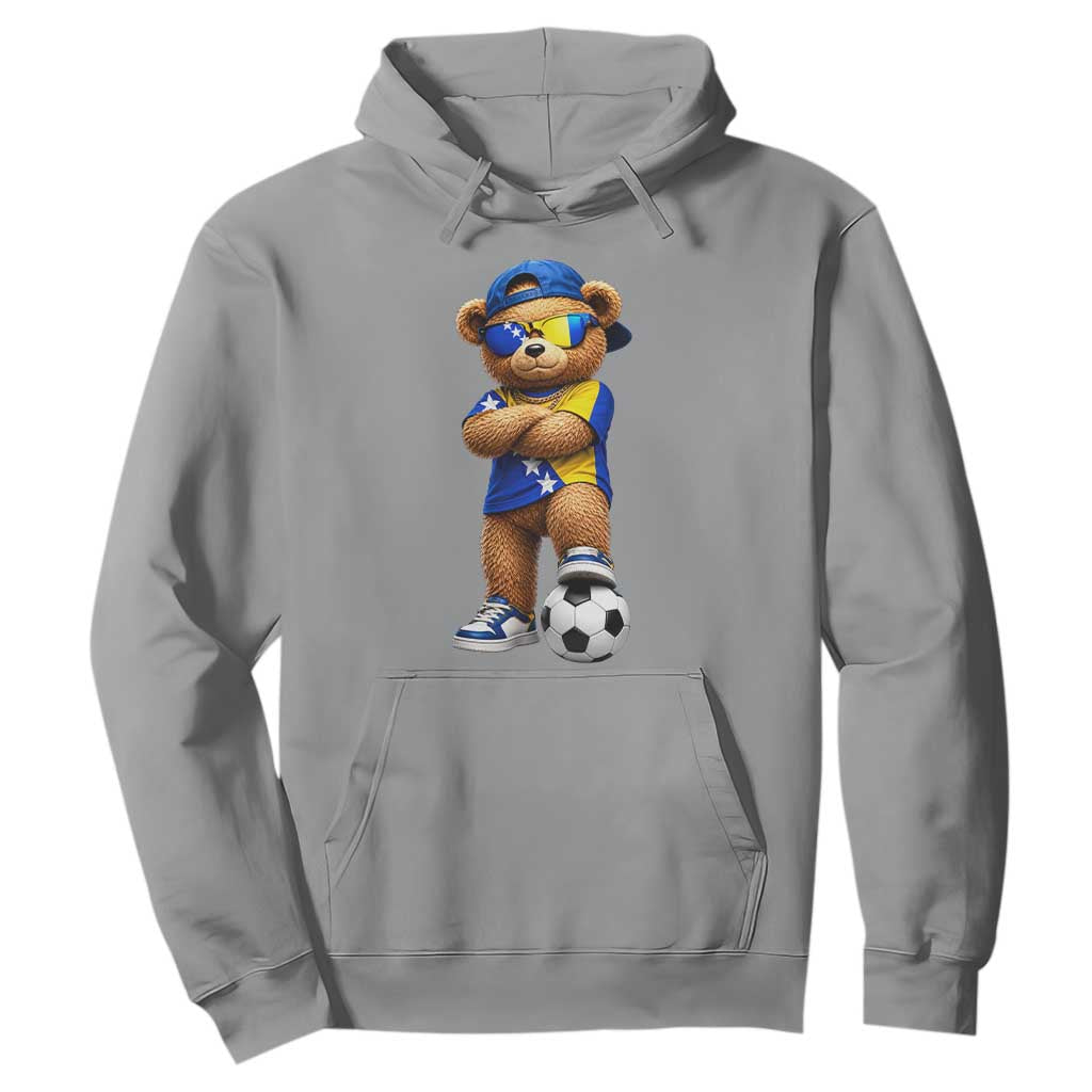 Cool Bosnia Herzegovina Flag Teddy Bear Soccer Fan Hoodie BIH Bosnian Heritage Football Lovers