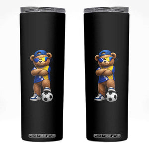 Cool Bosnia Herzegovina Flag Teddy Bear Soccer Fan Skinny Tumbler BIH Bosnian Heritage Football Lovers