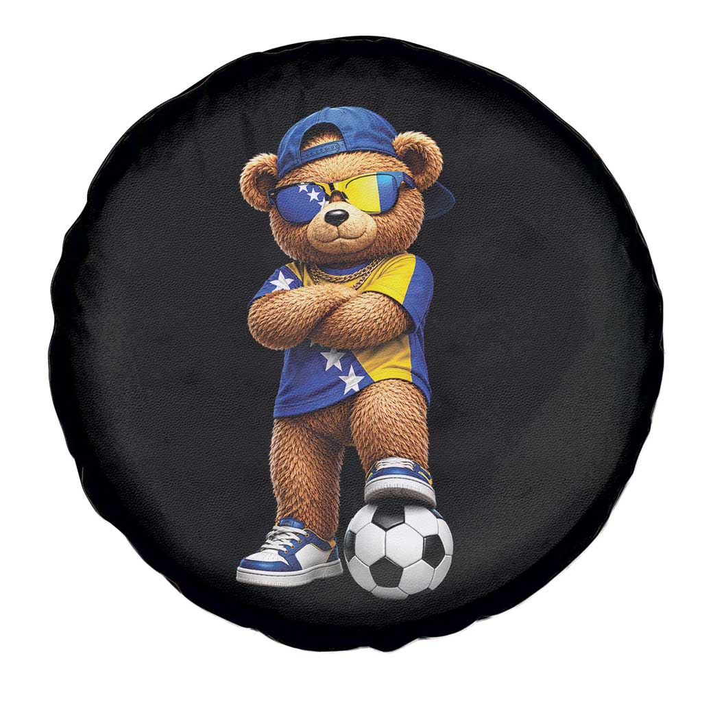 Cool Bosnia Herzegovina Flag Teddy Bear Soccer Fan Spare Tire Cover BIH Bosnian Heritage Football Lovers
