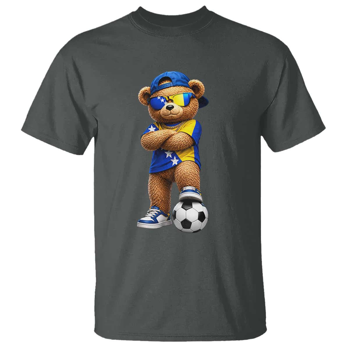 Cool Bosnia Herzegovina Flag Teddy Bear Soccer Fan T Shirt BIH Bosnian Heritage Football Lovers