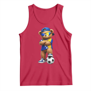 Cool Bosnia Herzegovina Flag Teddy Bear Soccer Fan Tank Top BIH Bosnian Heritage Football Lovers