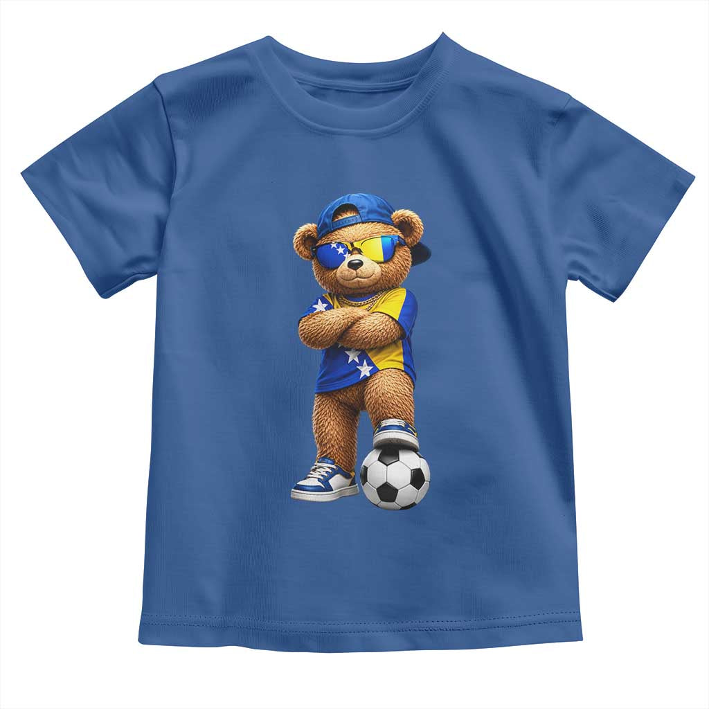 Cool Bosnia Herzegovina Flag Teddy Bear Soccer Fan Toddler T Shirt BIH Bosnian Heritage Football Lovers