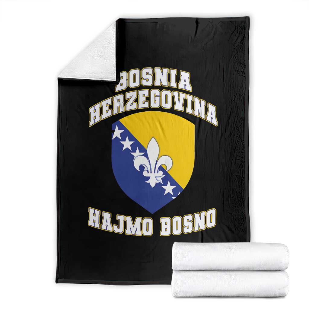 Hajmo Bosno Lets Go Bosnia Herzegovina Flag Throw Blanket Golden Lily Soccer Football Fan Athletic Graphic