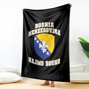 Hajmo Bosno Lets Go Bosnia Herzegovina Flag Throw Blanket Golden Lily Soccer Football Fan Athletic Graphic