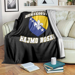 Hajmo Bosno Lets Go Bosnia Herzegovina Flag Throw Blanket Golden Lily Soccer Football Fan Athletic Graphic