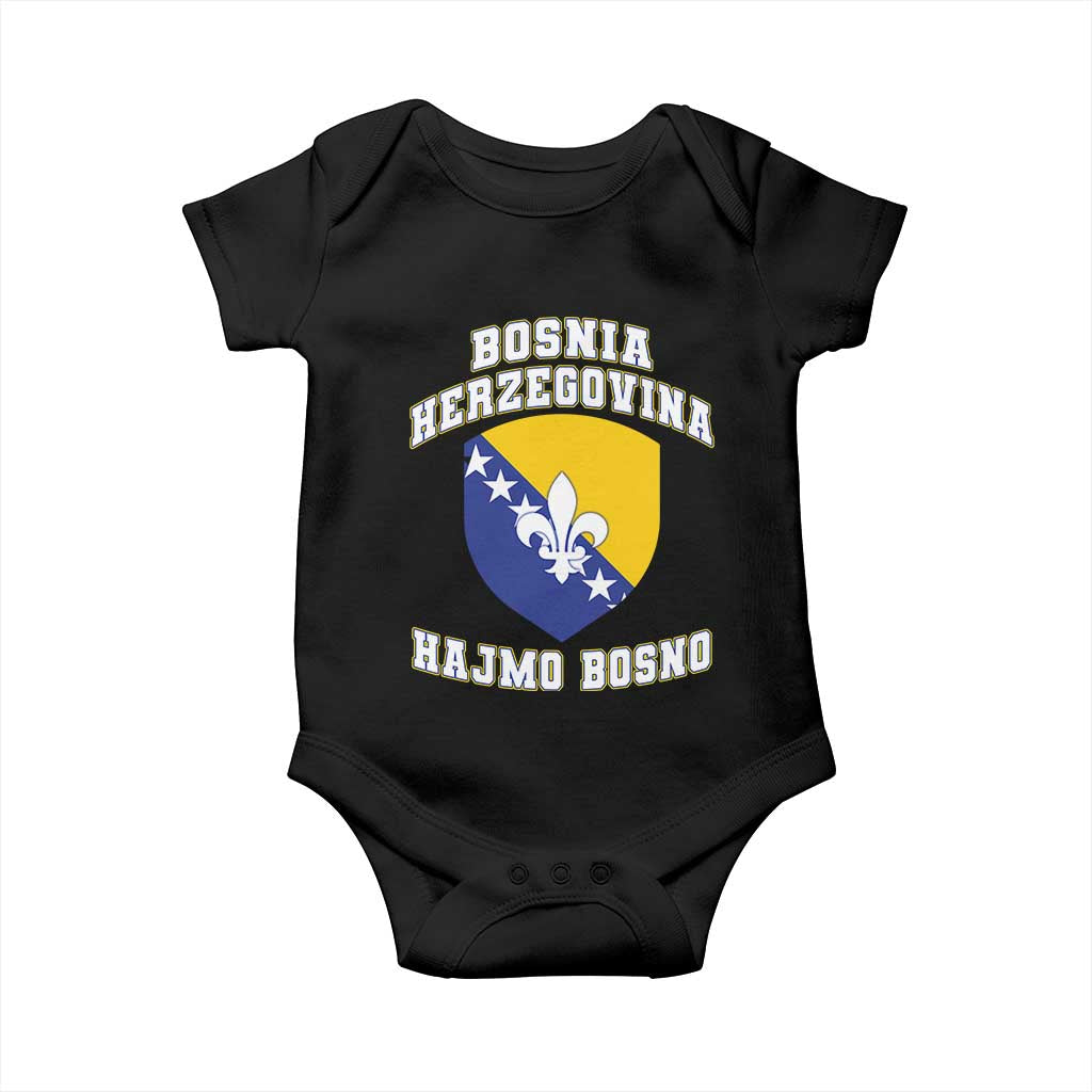 Hajmo Bosno Lets Go Bosnia Herzegovina Flag Baby Onesie Golden Lily Soccer Football Fan Athletic Graphic TS02 Black Print Your Wear