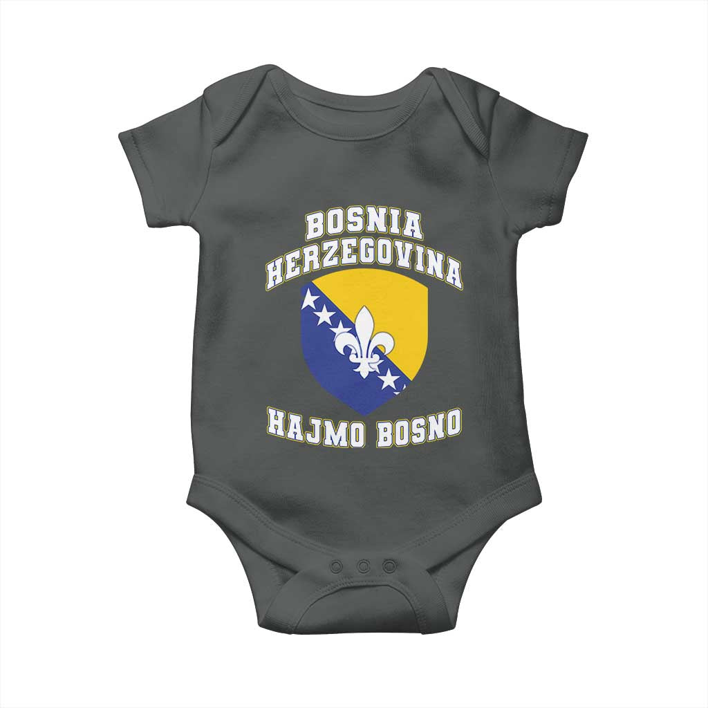 Hajmo Bosno Lets Go Bosnia Herzegovina Flag Baby Onesie Golden Lily Soccer Football Fan Athletic Graphic TS02 Dark Heather Print Your Wear