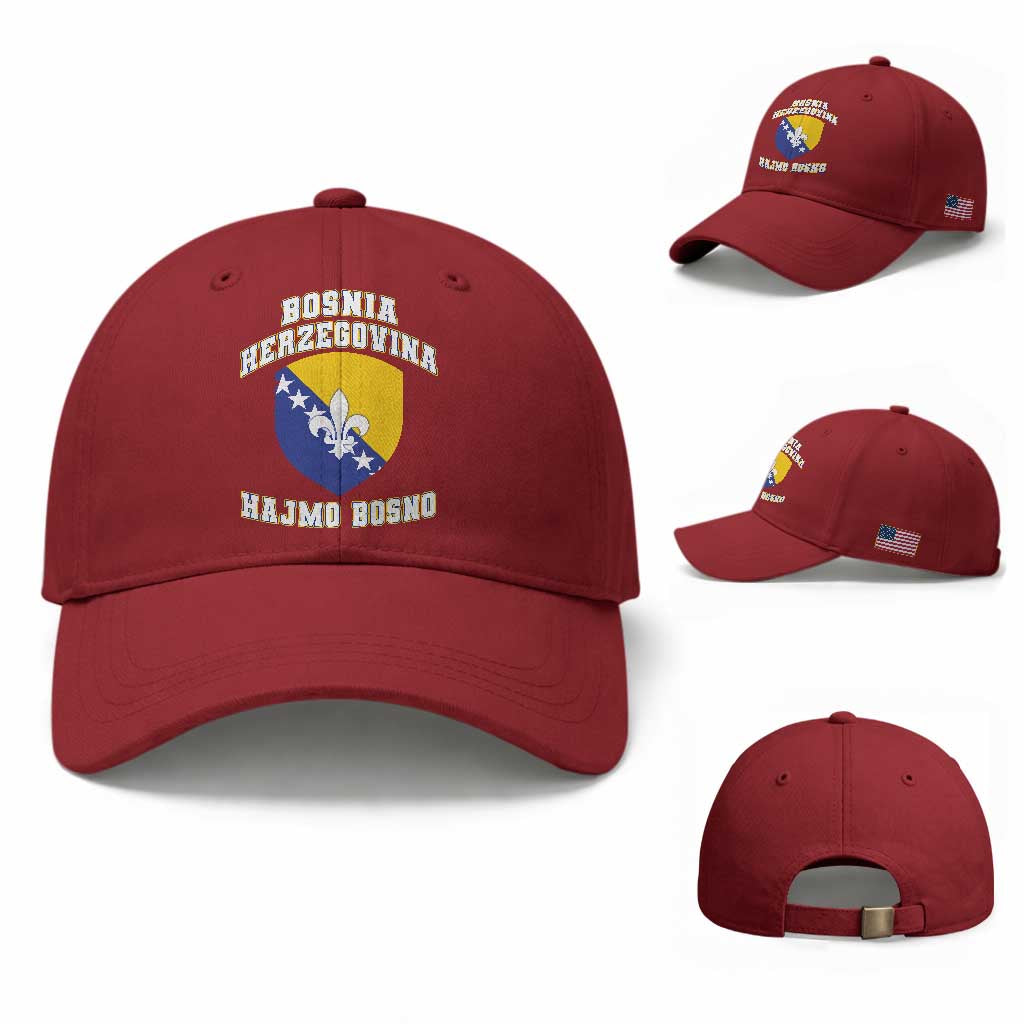 Hajmo Bosno Lets Go Bosnia Herzegovina Flag Baseball Cap Golden Lily Soccer Football Fan Athletic Graphic