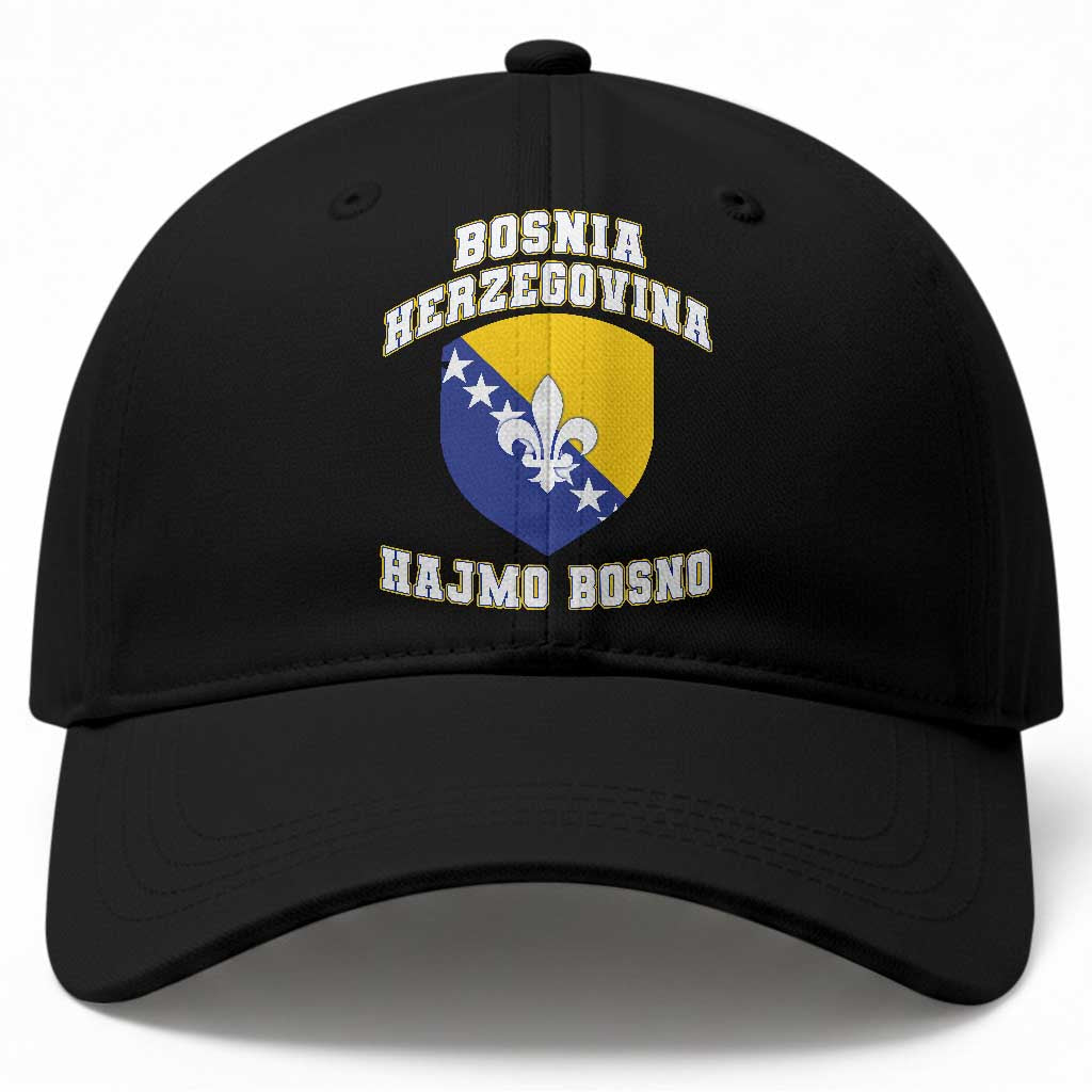 Hajmo Bosno Lets Go Bosnia Herzegovina Flag Baseball Cap Golden Lily Soccer Football Fan Athletic Graphic TS02 Print Your Wear