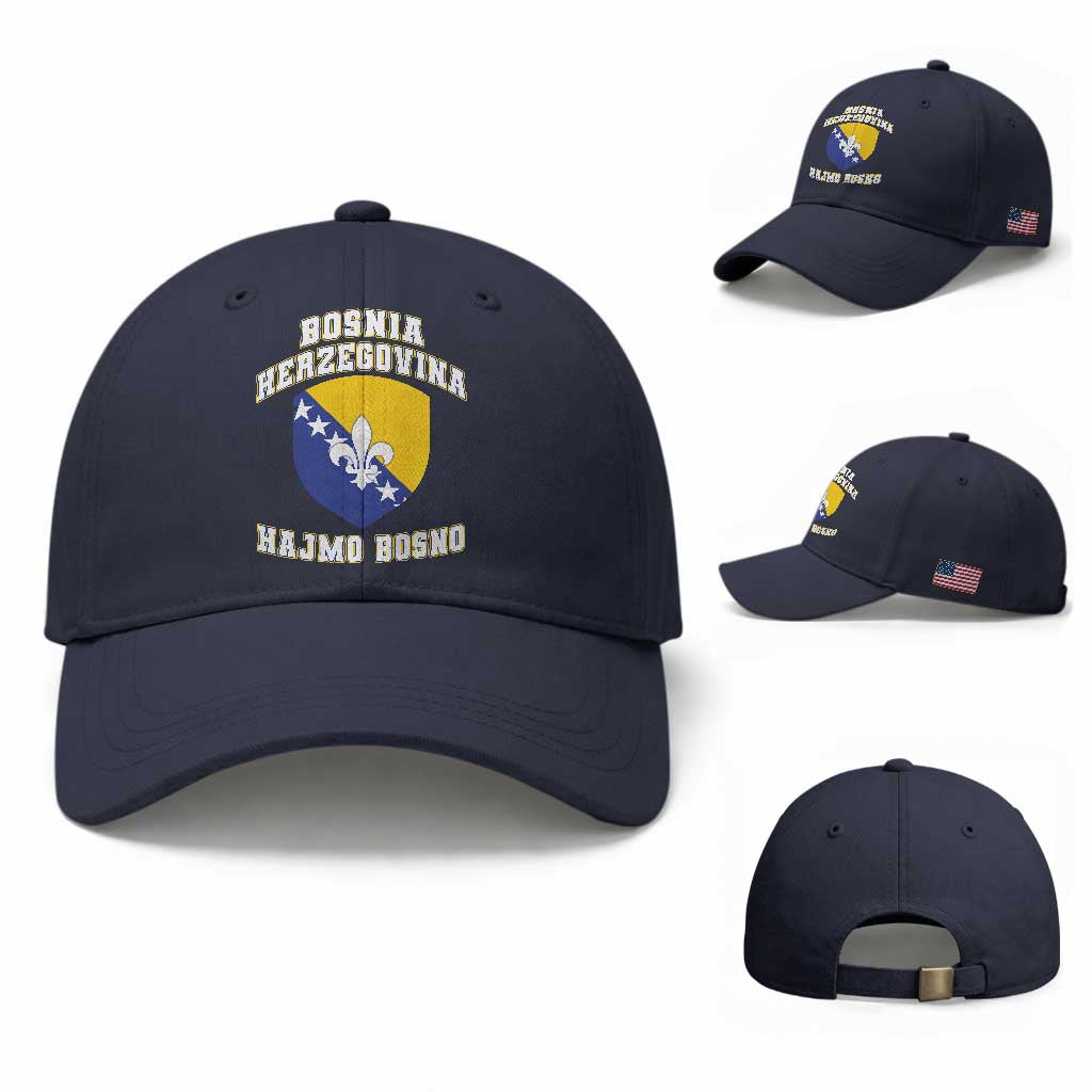 Hajmo Bosno Lets Go Bosnia Herzegovina Flag Baseball Cap Golden Lily Soccer Football Fan Athletic Graphic