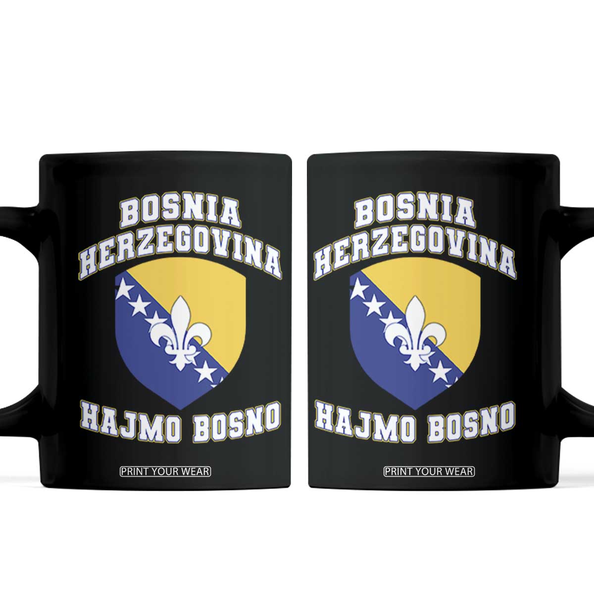 Hajmo Bosno Lets Go Bosnia Herzegovina Flag Coffee Mug Golden Lily Soccer Football Fan Athletic Graphic