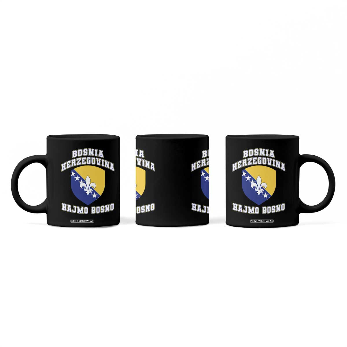 Hajmo Bosno Lets Go Bosnia Herzegovina Flag Coffee Mug Golden Lily Soccer Football Fan Athletic Graphic