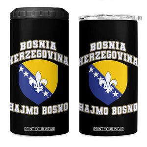Hajmo Bosno Lets Go Bosnia Herzegovina Flag 4 in 1 Can Cooler Tumbler Golden Lily Soccer Football Fan Athletic Graphic