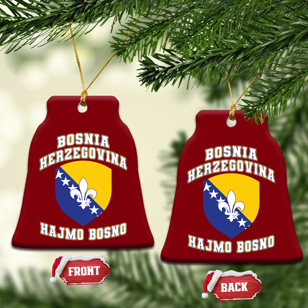 Hajmo Bosno Lets Go Bosnia Herzegovina Flag Ceramic Ornament Golden Lily Soccer Football Fan Athletic Graphic TS02 Print Your Wear