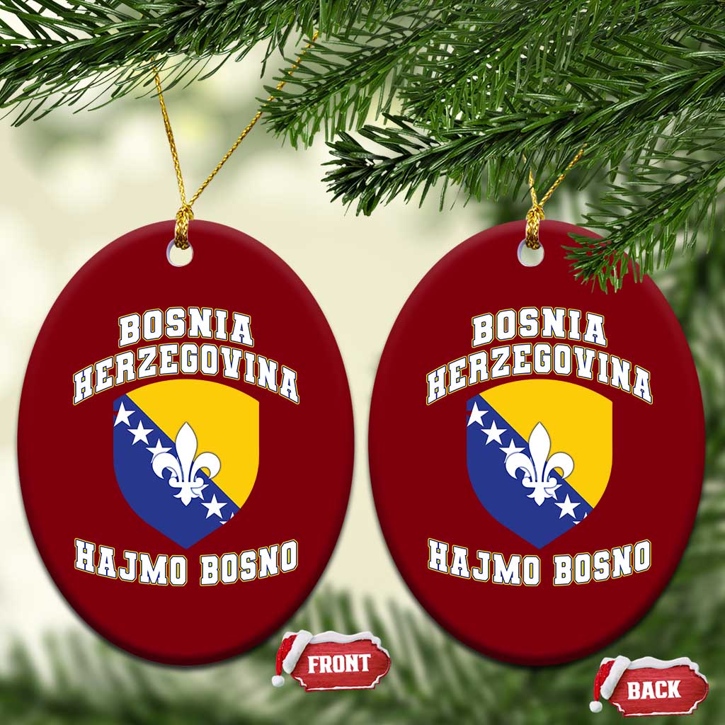 Hajmo Bosno Lets Go Bosnia Herzegovina Flag Ceramic Ornament Golden Lily Soccer Football Fan Athletic Graphic TS02 Print Your Wear