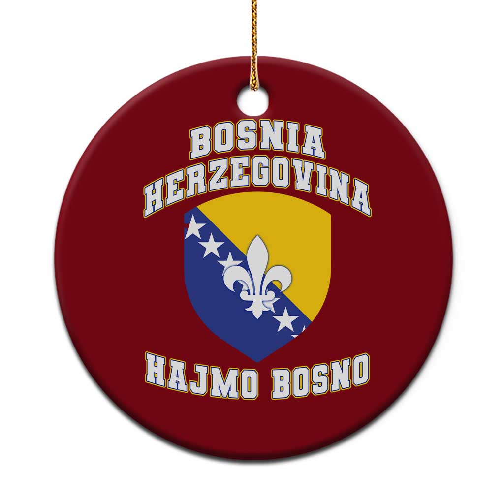Hajmo Bosno Lets Go Bosnia Herzegovina Flag Ceramic Ornament Golden Lily Soccer Football Fan Athletic Graphic TS02 1pc Red Print Your Wear