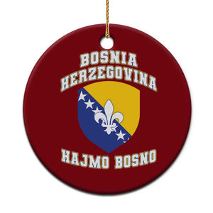 Hajmo Bosno Lets Go Bosnia Herzegovina Flag Ceramic Ornament Golden Lily Soccer Football Fan Athletic Graphic TS02 1pc Red Print Your Wear
