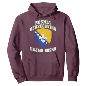Hajmo Bosno Lets Go Bosnia Herzegovina Flag Hoodie Golden Lily Soccer Football Fan Athletic Graphic TS02 Maroon Print Your Wear