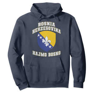 Hajmo Bosno Lets Go Bosnia Herzegovina Flag Hoodie Golden Lily Soccer Football Fan Athletic Graphic TS02 Navy Print Your Wear