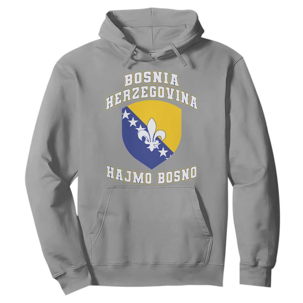 Hajmo Bosno Lets Go Bosnia Herzegovina Flag Hoodie Golden Lily Soccer Football Fan Athletic Graphic TS02 Sport Gray Print Your Wear