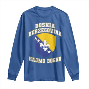 Hajmo Bosno Lets Go Bosnia Herzegovina Flag Long Sleeve Shirt Golden Lily Soccer Football Fan Athletic Graphic TS02 Royal Blue Print Your Wear