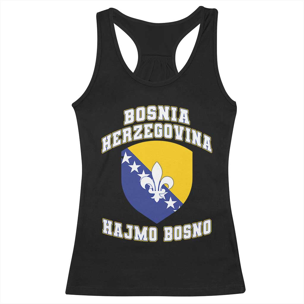 Hajmo Bosno Lets Go Bosnia Herzegovina Flag Racerback Tank Top Golden Lily Soccer Football Fan Athletic Graphic TS02 Black Print Your Wear