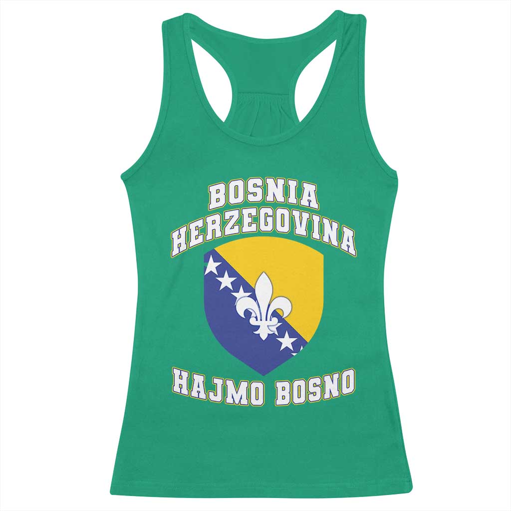 Hajmo Bosno Lets Go Bosnia Herzegovina Flag Racerback Tank Top Golden Lily Soccer Football Fan Athletic Graphic TS02 Irish Green Print Your Wear