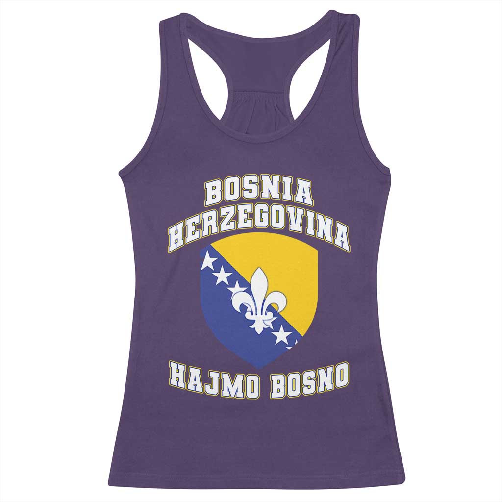 Hajmo Bosno Lets Go Bosnia Herzegovina Flag Racerback Tank Top Golden Lily Soccer Football Fan Athletic Graphic TS02 Purple Print Your Wear
