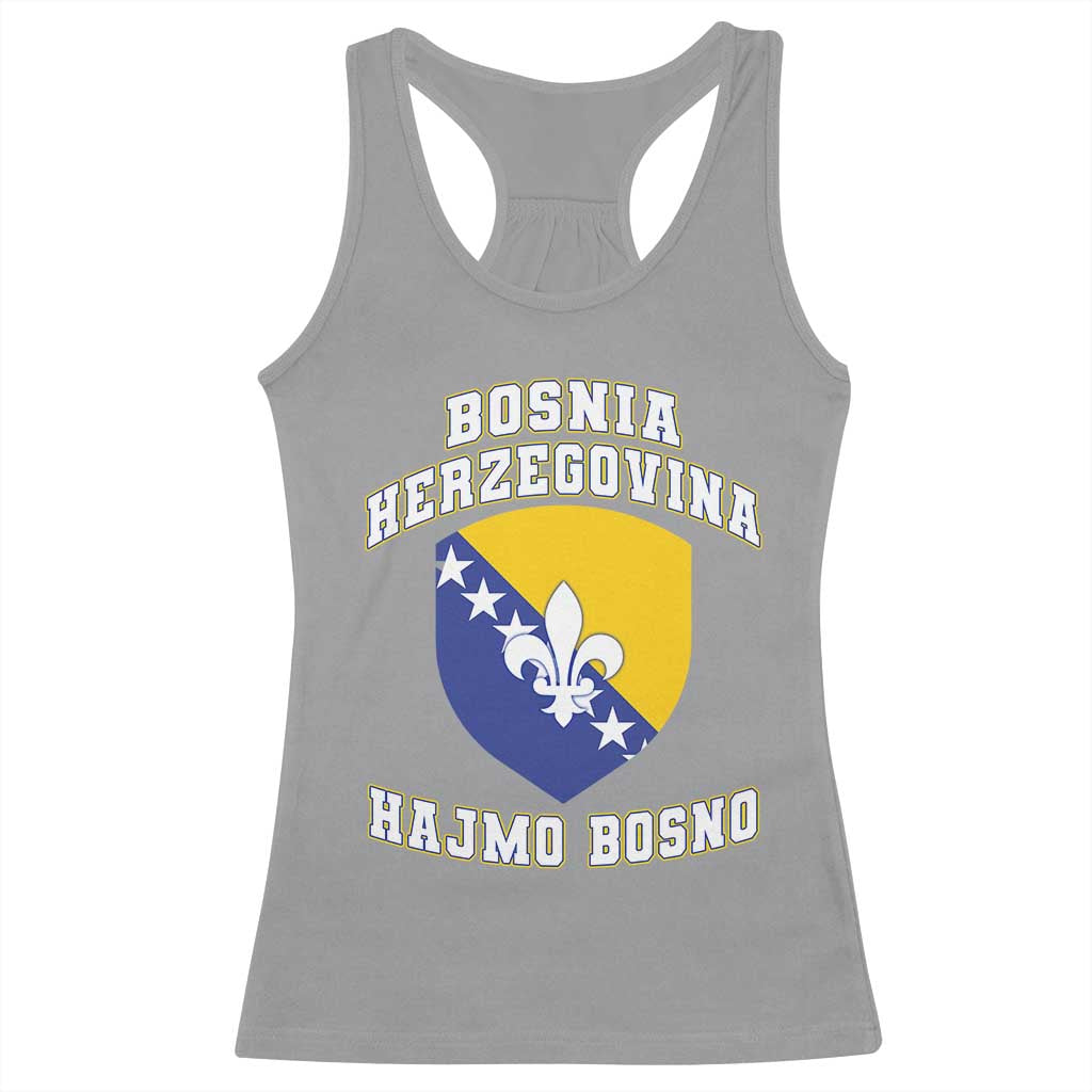 Hajmo Bosno Lets Go Bosnia Herzegovina Flag Racerback Tank Top Golden Lily Soccer Football Fan Athletic Graphic TS02 Sport Gray Print Your Wear