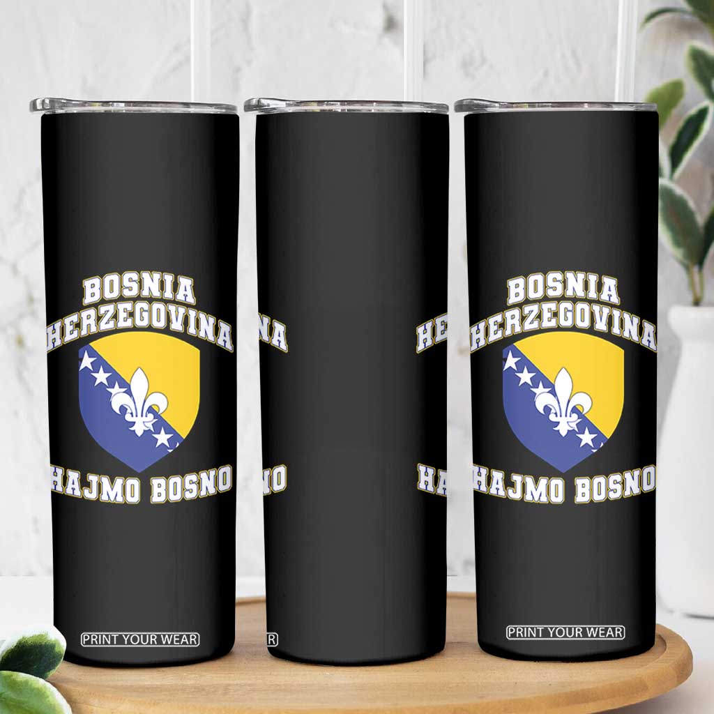 Hajmo Bosno Lets Go Bosnia Herzegovina Flag Skinny Tumbler Golden Lily Soccer Football Fan Athletic Graphic
