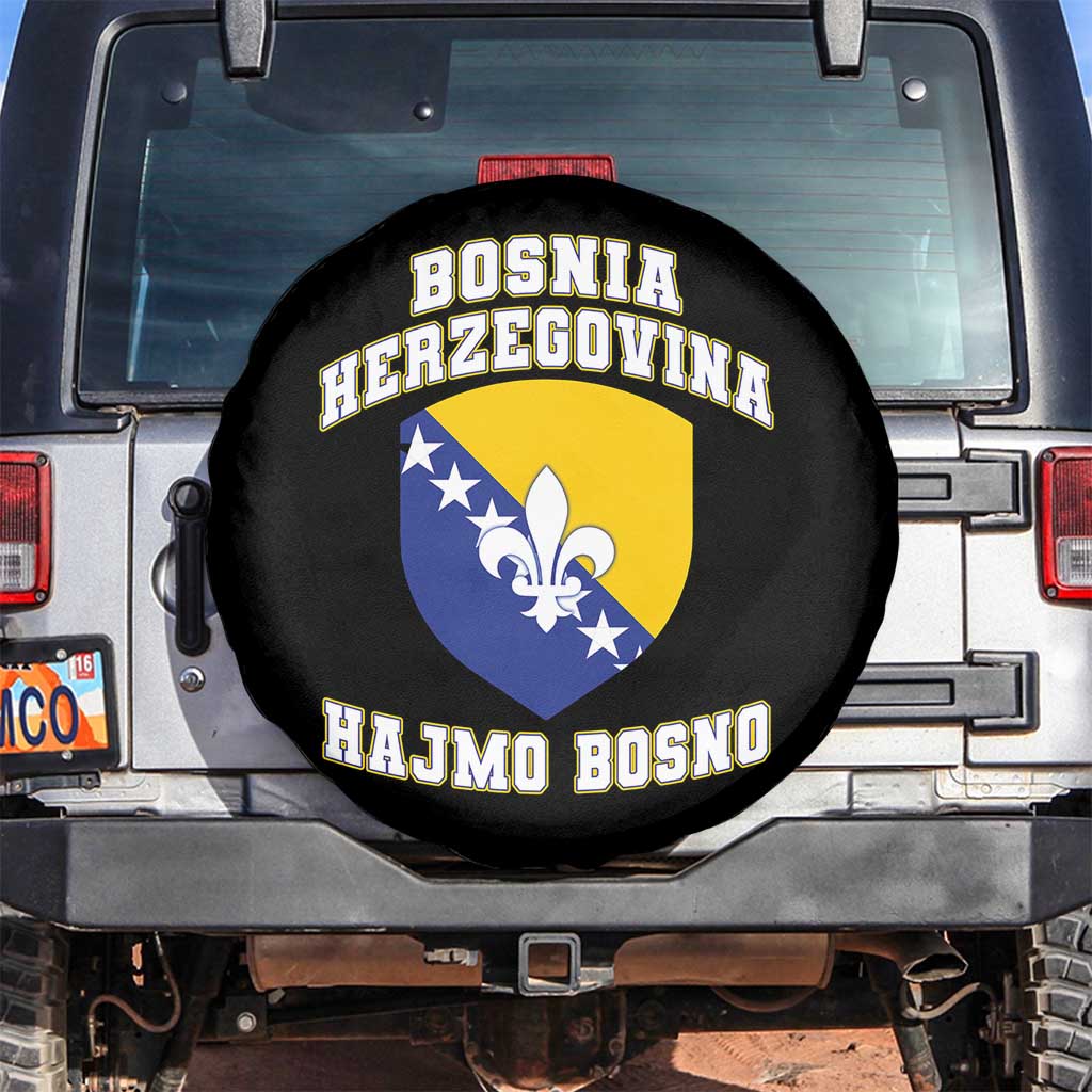 Hajmo Bosno Lets Go Bosnia Herzegovina Flag Spare Tire Cover Golden Lily Soccer Football Fan Athletic Graphic TS02 No hole Black Print Your Wear