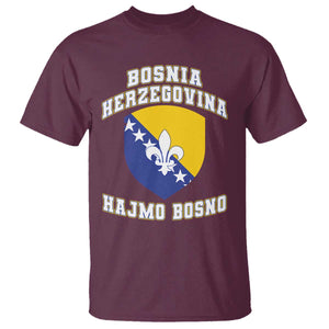 Hajmo Bosno Lets Go Bosnia Herzegovina Flag T Shirt Golden Lily Soccer Football Fan Athletic Graphic TS02 Maroon Print Your Wear