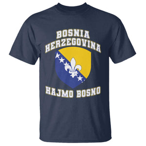Hajmo Bosno Lets Go Bosnia Herzegovina Flag T Shirt Golden Lily Soccer Football Fan Athletic Graphic TS02 Navy Print Your Wear