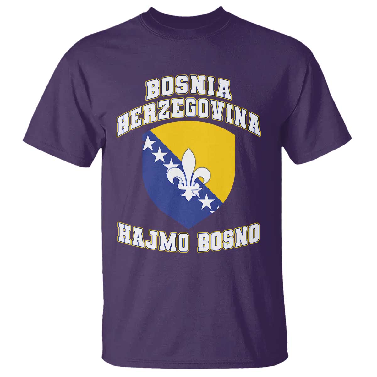 Hajmo Bosno Lets Go Bosnia Herzegovina Flag T Shirt Golden Lily Soccer Football Fan Athletic Graphic TS02 Purple Print Your Wear