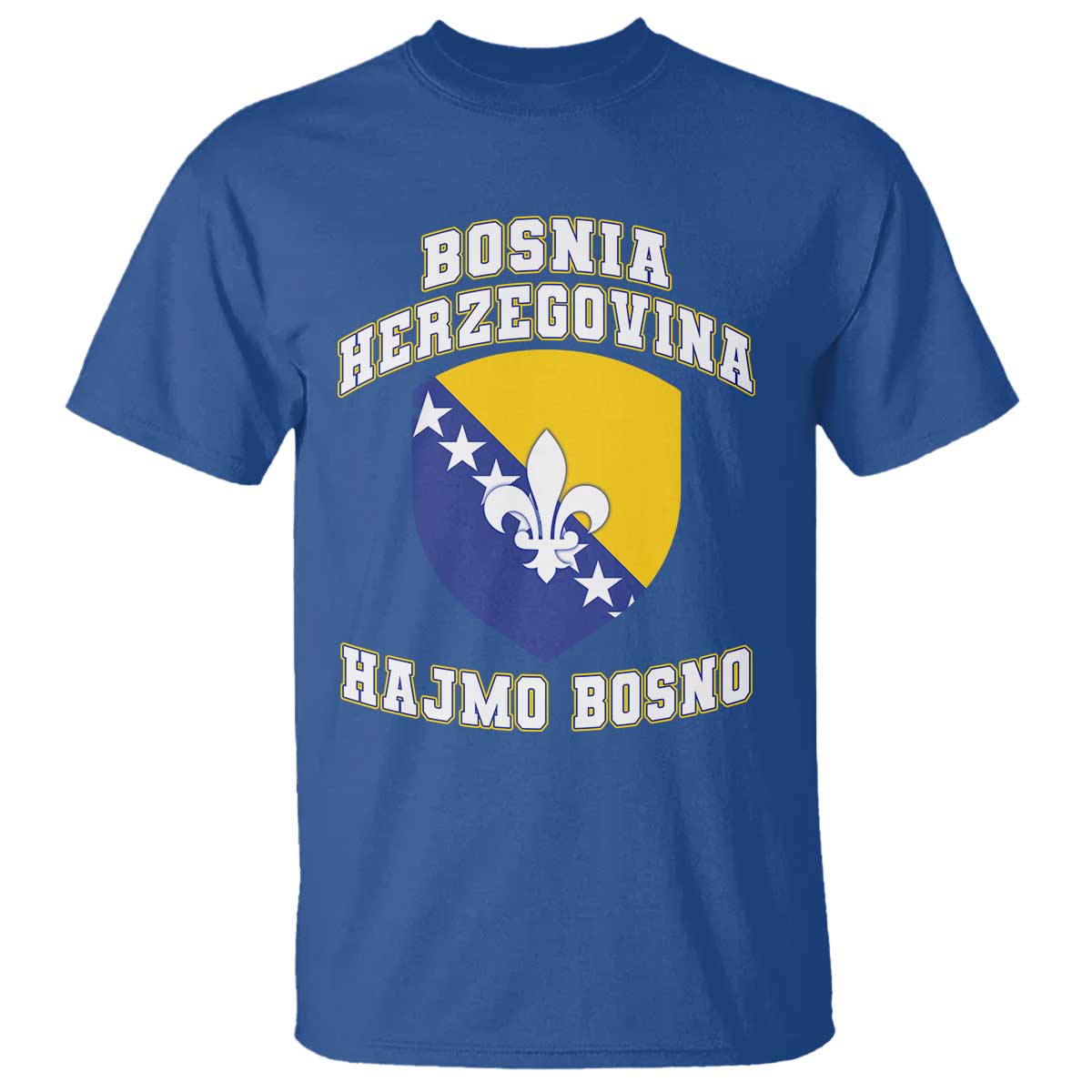 Hajmo Bosno Lets Go Bosnia Herzegovina Flag T Shirt Golden Lily Soccer Football Fan Athletic Graphic TS02 Royal Blue Print Your Wear