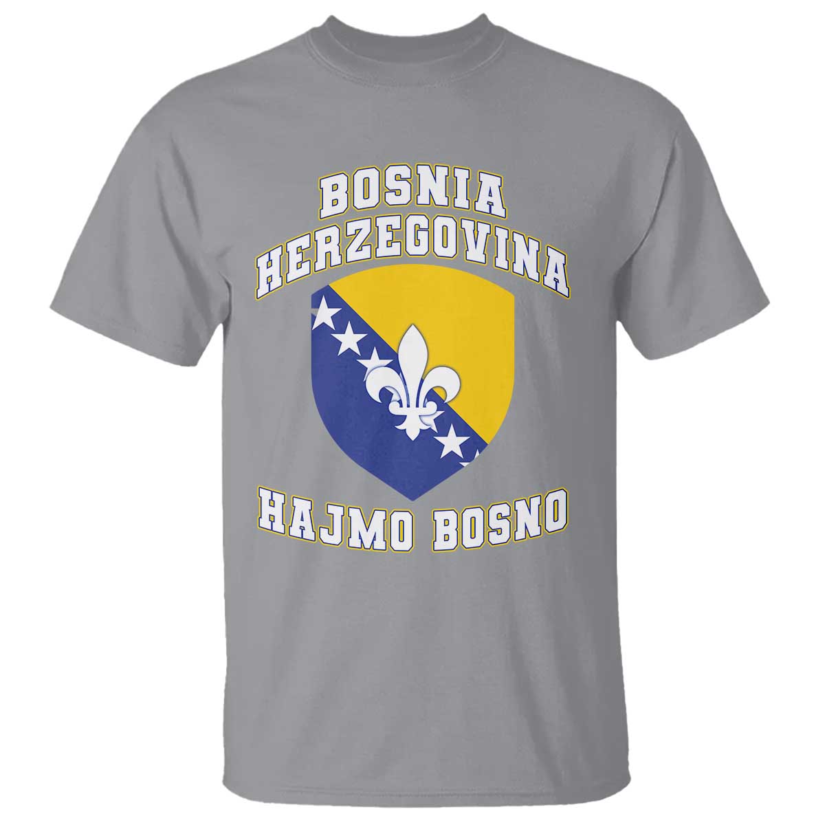 Hajmo Bosno Lets Go Bosnia Herzegovina Flag T Shirt Golden Lily Soccer Football Fan Athletic Graphic TS02 Sport Gray Print Your Wear