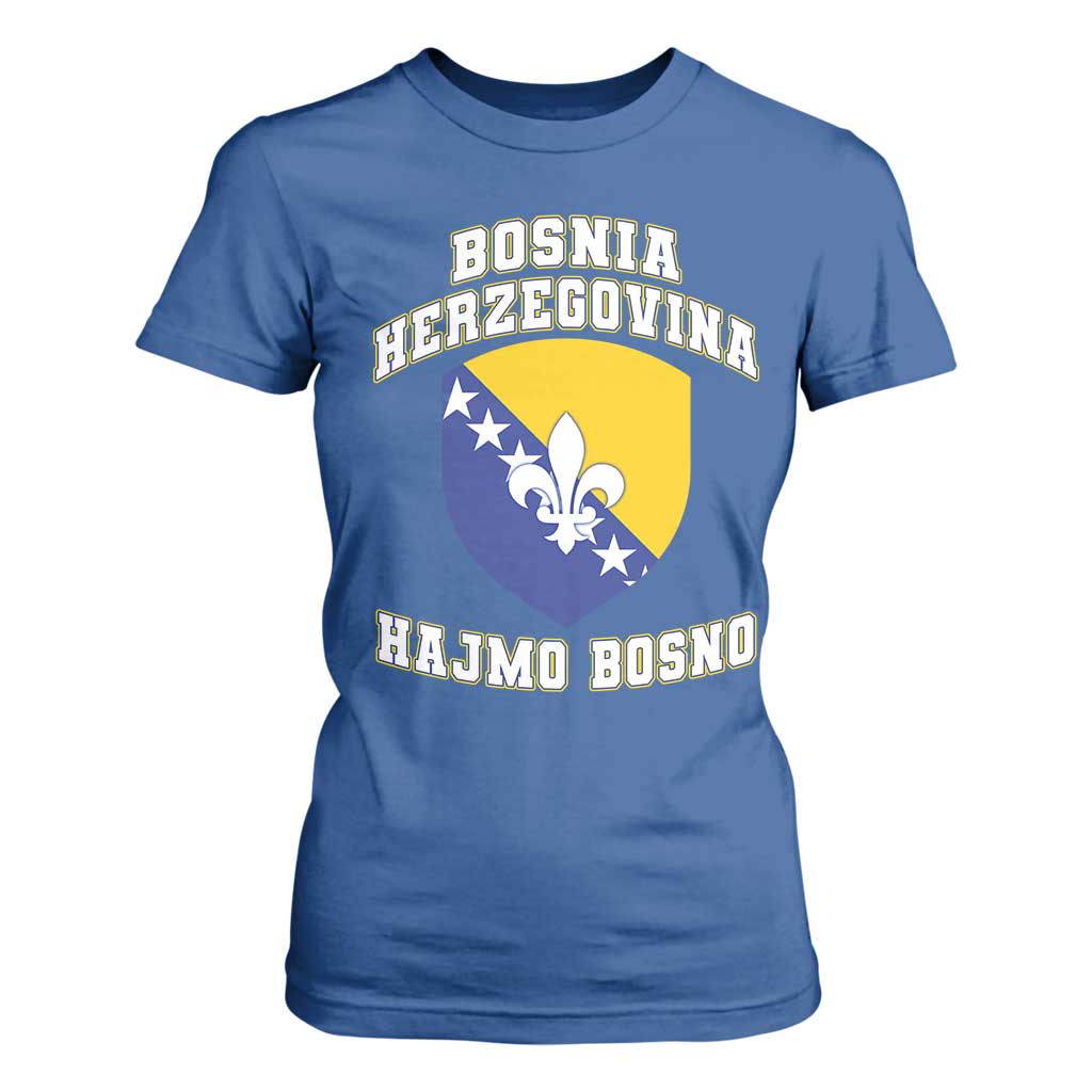 Hajmo Bosno Lets Go Bosnia Herzegovina Flag T Shirt For Women Golden Lily Soccer Football Fan Athletic Graphic TS02 Royal Blue Print Your Wear