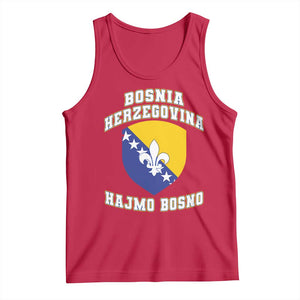 Hajmo Bosno Lets Go Bosnia Herzegovina Flag Tank Top Golden Lily Soccer Football Fan Athletic Graphic TS02 Red Print Your Wear