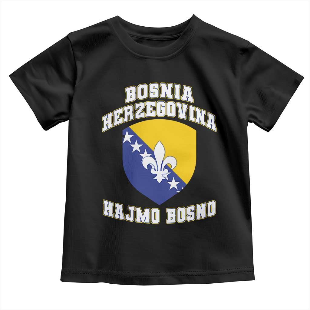 Hajmo Bosno Lets Go Bosnia Herzegovina Flag Toddler T Shirt Golden Lily Soccer Football Fan Athletic Graphic TS02 Black Print Your Wear