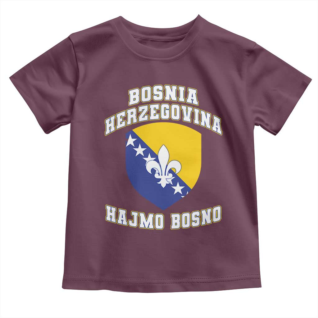 Hajmo Bosno Lets Go Bosnia Herzegovina Flag Toddler T Shirt Golden Lily Soccer Football Fan Athletic Graphic TS02 Maroon Print Your Wear