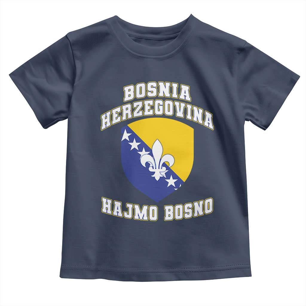 Hajmo Bosno Lets Go Bosnia Herzegovina Flag Toddler T Shirt Golden Lily Soccer Football Fan Athletic Graphic TS02 Navy Print Your Wear