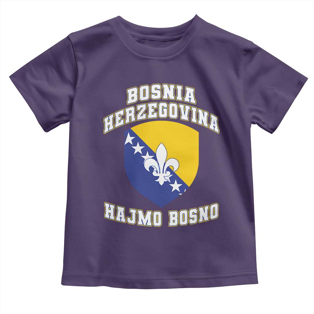 Hajmo Bosno Lets Go Bosnia Herzegovina Flag Toddler T Shirt Golden Lily Soccer Football Fan Athletic Graphic TS02 Purple Print Your Wear