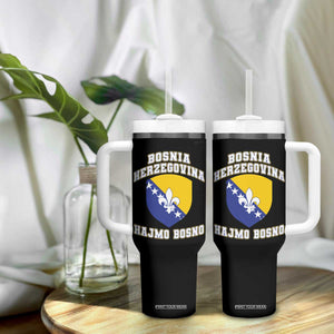 Hajmo Bosno Lets Go Bosnia Herzegovina Flag Tumbler With Handle Golden Lily Soccer Football Fan Athletic Graphic