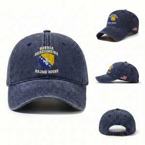 Hajmo Bosno Lets Go Bosnia Herzegovina Flag Washed Cotton Baseball Cap Golden Lily Soccer Football Fan Athletic Graphic
