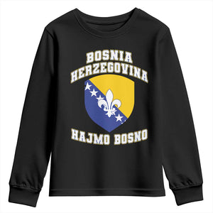 Hajmo Bosno Lets Go Bosnia Herzegovina Flag Youth Sweatshirt Golden Lily Soccer Football Fan Athletic Graphic TS02 Black Print Your Wear