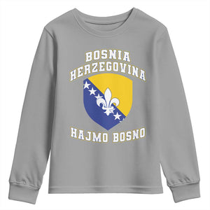 Hajmo Bosno Lets Go Bosnia Herzegovina Flag Youth Sweatshirt Golden Lily Soccer Football Fan Athletic Graphic TS02 Sport Gray Print Your Wear