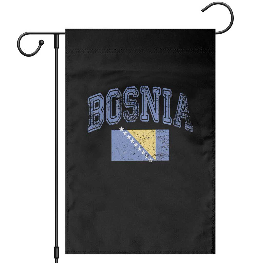 Classic Distressed Bosnia National Flag Varsity Style Garden Flag Sports Fan Athletic Graphic TS02 Black Print Your Wear