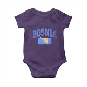 Classic Distressed Bosnia National Flag Varsity Style Baby Onesie Sports Fan Athletic Graphic