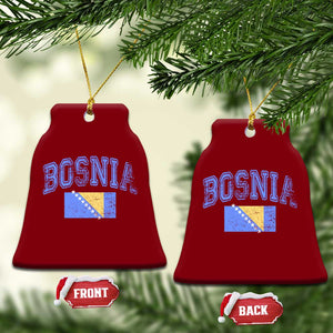 Classic Distressed Bosnia National Flag Varsity Style Ceramic Ornament Sports Fan Athletic Graphic