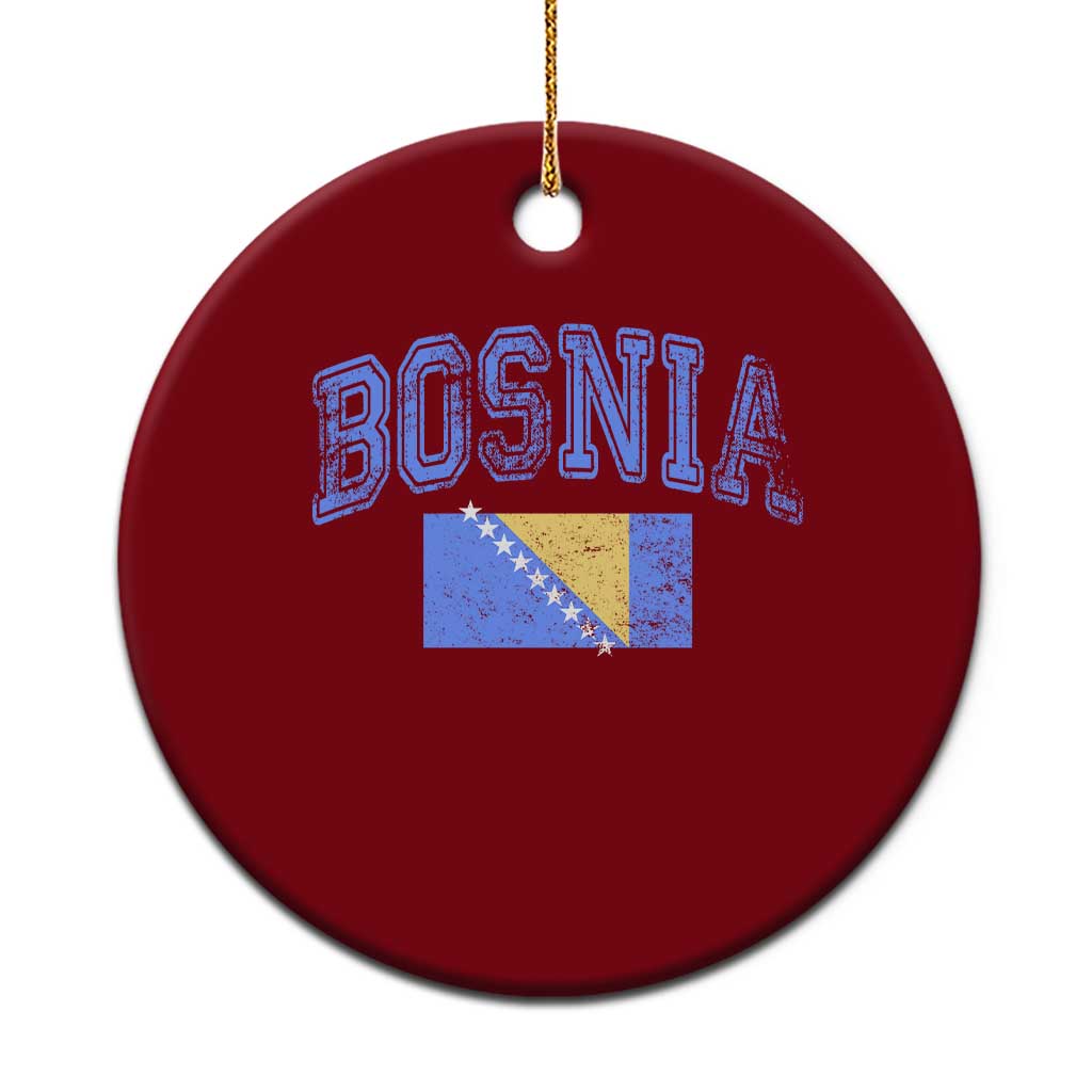 Classic Distressed Bosnia National Flag Varsity Style Ceramic Ornament Sports Fan Athletic Graphic TS02 1pc Red Print Your Wear